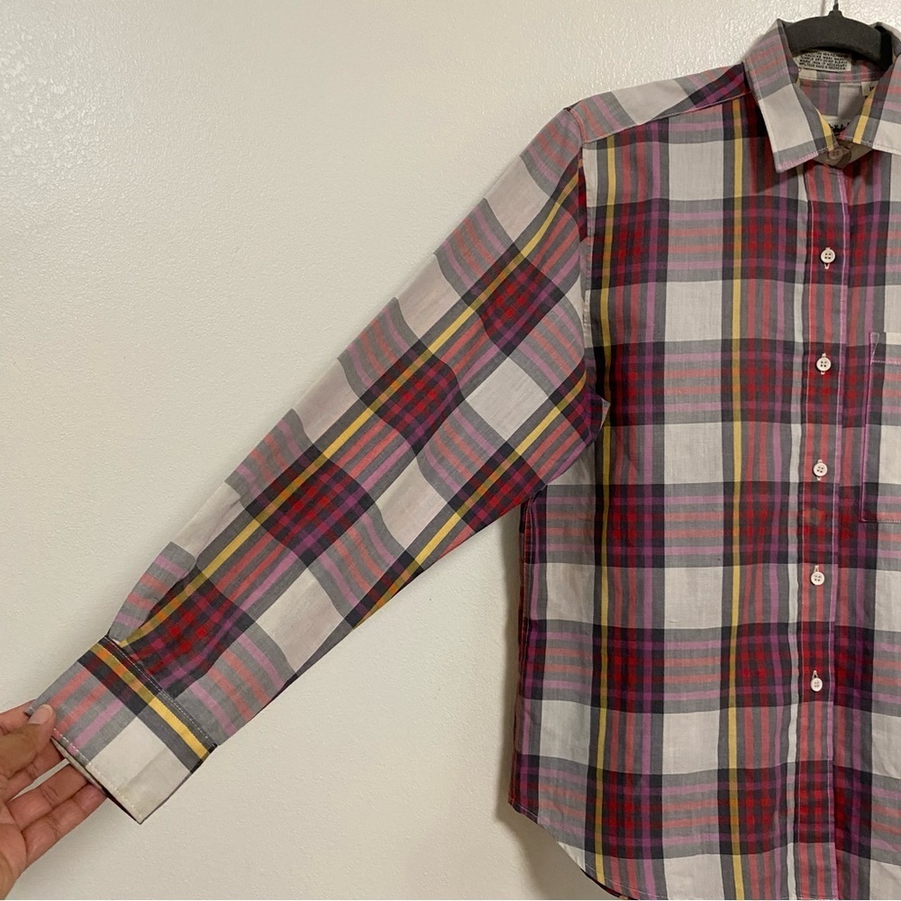 Diane Von Furstenberg Button up Shirt Womens Size 10 Plaid Long sleeve - Picture 3 of 14